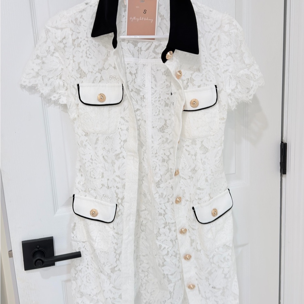 Elegant White Lace Mini Dress